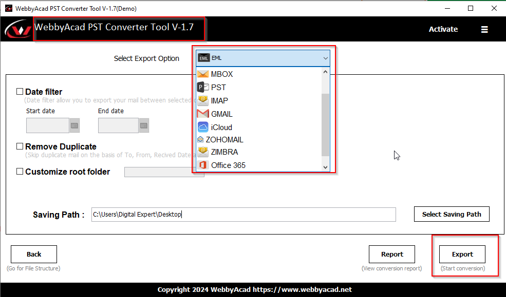 select the options and proceed to next