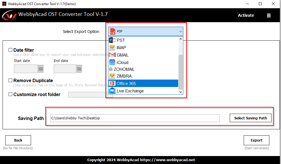 select the options and proceed to next